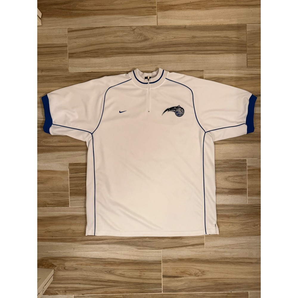 Nike Team Orlando Magic NBA Warm Up Shooting Shirt White Blue XXL Vintage 90s
